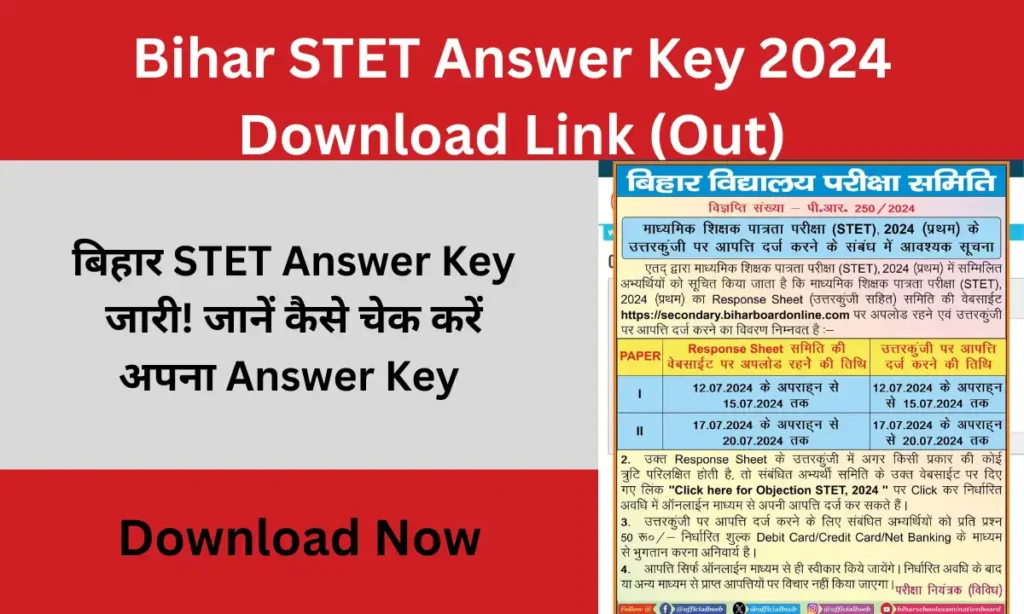 Bihar STET Answer Key 2024