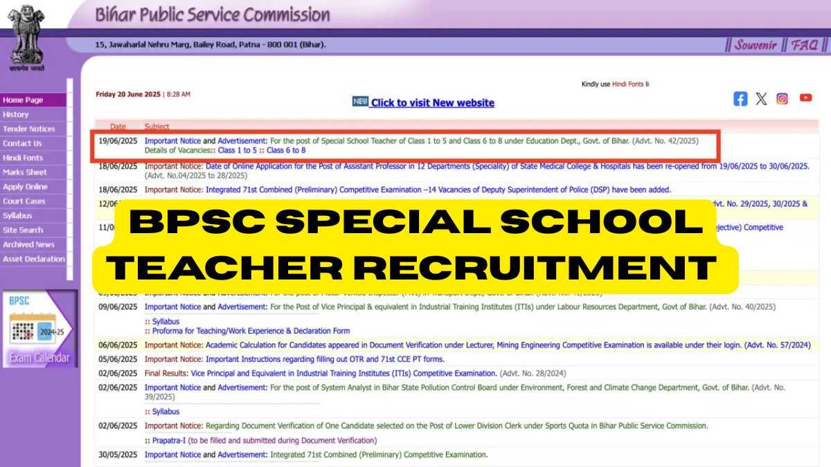 BPSC Special School Teacher Recruitment